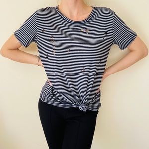 Forever 21 Striped distressed short sleeve tee